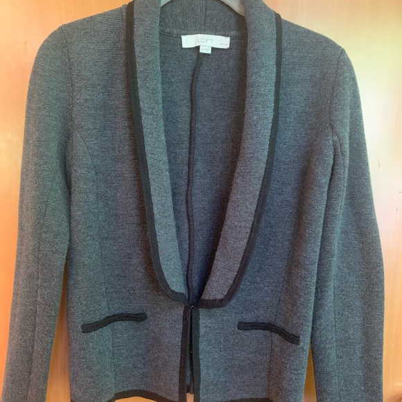 LOFT Jackets & Blazers - Grey Knit Carigan Blazer